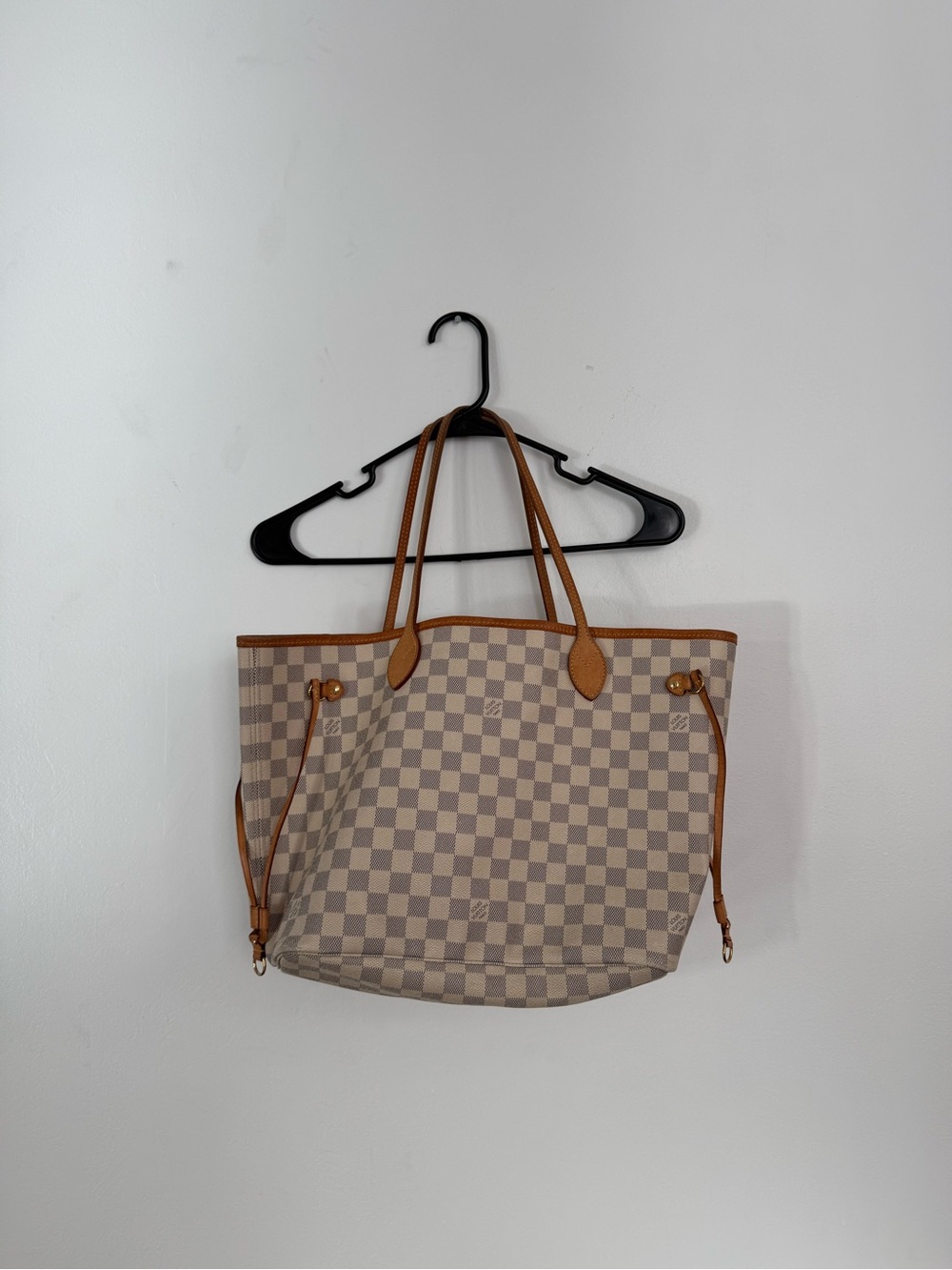 Louis Vuitton Damier Azur Canvas Shoulder Tote in Beige and Tan